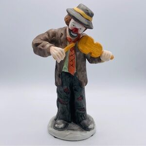 Vtg Clown Emmett Kelly Jr Sad Hobo Figurine 9 in Playing Fiddle Violin Flambro